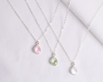925 Steriling silver family birthstone charm necklace, birthday gift idea,mother’s day gift