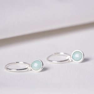 Silver Amazonite earrings dangle, Wedding sterling silver, Minimalist Earrings, March Birthstone Earrings