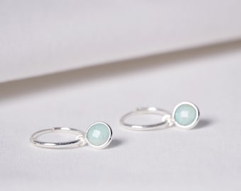 Silver Amazonite earrings dangle, Wedding sterling silver, Minimalist Earrings, March Birthstone Earrings