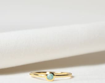 Minimalist 1mm Gold Amazonite Ring – Calming, Elegant Jewelry for Daily Wear