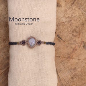 Bracet Makramee Bracelet Moonstone Macrame Moonstone Bracelet Blue Blue