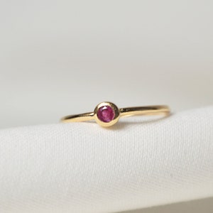 Minimalist garnet birthstone ring in 14k gold filled