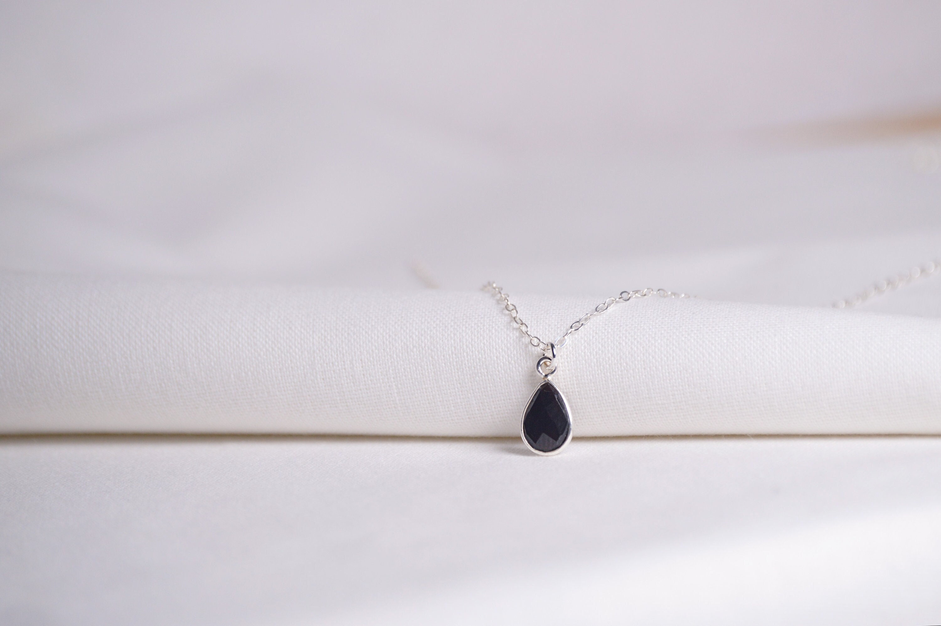 Black Obsidian Pendnat Necklace, Stone of Protection and Strength Crystal Necklace