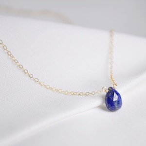 Gold Necklace with Lapis Lazuli, Gemstone Necklace for women, September Birthstone Jewelry
