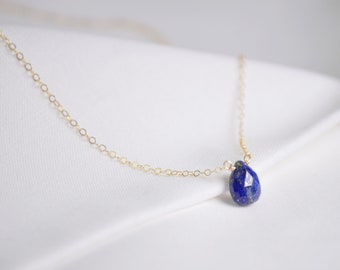 Gold Necklace with Lapis Lazuli, Gemstone Necklace for women, September Birthstone Jewelry
