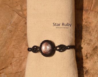 Star Ruby Bracelet,Star Ruby Jewelry,Star Ruby Macrame,925 Silver,Macrame Bracelet,Ruby Bracelet,Ruby Jewelry,Healing Crystal,Quartz Crystal