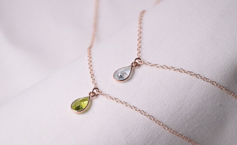 Blue Stone Rose Gold Stone Necklace 