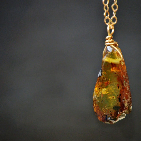 Raw Amber Pendant,Genuine Amber,Amber Necklace,Layering Necklace,Mens Pendant,gift for her,Natural Stone,Healing stone,Mikrame,Yoga Jewelry