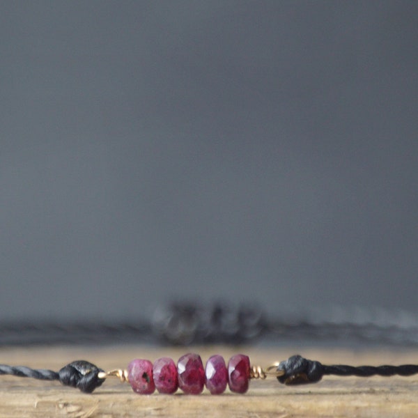 Delicate Ruby Bracelet, July Birth stone Bracelet, Gem bracelet with ruby beads, Personalized Bracelet