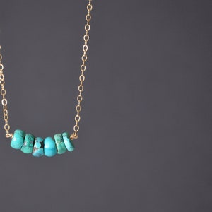 Turquoise Bar Necklace, Bridesmaid Gifts for Her, Dainty Boho Jewelry, December Birthstone Gifts, Gemstone Necklace