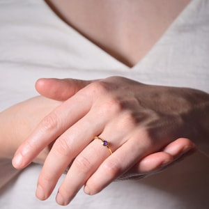 Ethical Thin Gold Amethyst Ring | Dainty, Eco-Friendly Gift