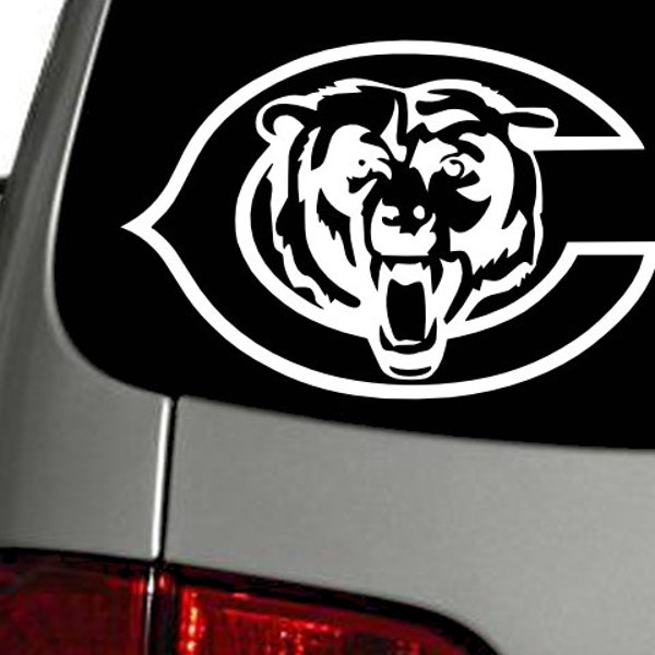 Chicago Bears football vinyl decal sticker, white, high quality