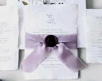 Purple Wedding Invitation Suite Plum Lilac Floral Invite RSVP Envelopes