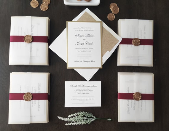 Elegant Gold Wax & Seal for Wedding Invitations - Pre-Made Monogram and  Custom Options Available