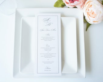 Elegant Wedding Menu Cards, Formal Dinner Menus - DEPOSIT
