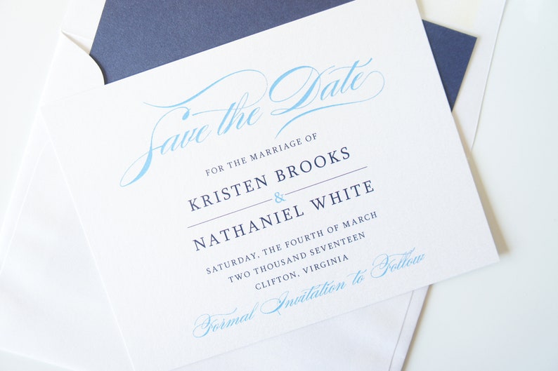 Blue Save the Dates Blue Save the Date Card DEPOSIT Wedding Save the Date Cards