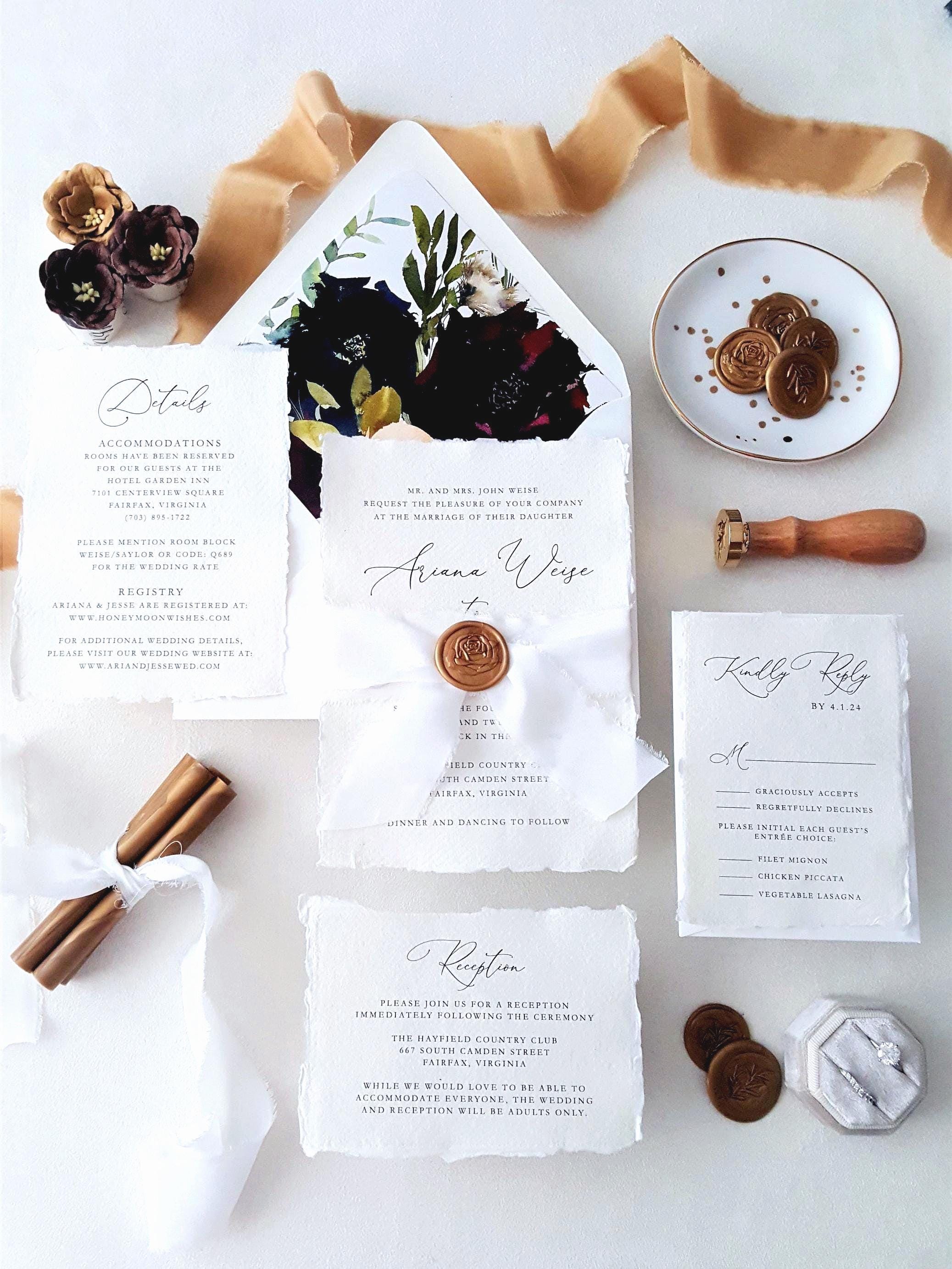 Gold Boho Silk Wrapped Invitation Suite
