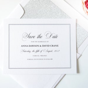 Elegante Save the Date Karte, Blaue und Silberne Hochzeit, ändern Sie die Daten, gedruckte Save the Date Karten für Hochzeit - DEPOSIT