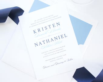 Modern Blue Wedding Invitations, Blue Wedding Invites, Navy Blue Wedding Invitation Set, Modern Wedding Invitation - SAMPLE SET