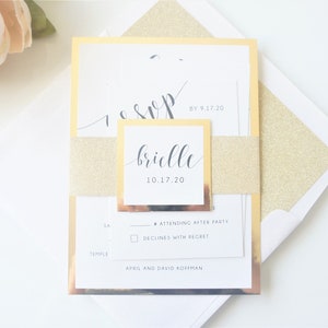 Gold Bat Mitzvah Invitations - Elegant Gold and Black Bat Mitzvah Invitation, Color Customize - SAMPLE