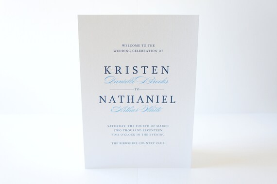 Blue Ceremony Programs Navy Wedding Programs Printed Wedding Etsy