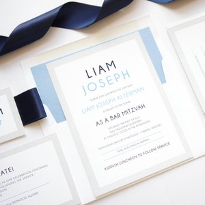 BarMitzvah Invitations, Bar Mitzvah Invitation Suite, Blue Invitations, Bat or Bar Mitzvah Invitation Set, Blue - SAMPLE SET