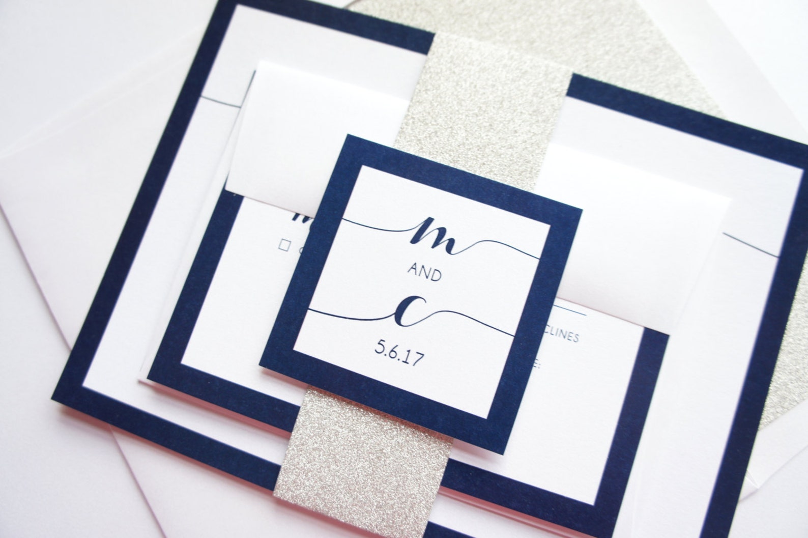 Navy Blue Wedding Invitation Navy Wedding Invitations - Etsy