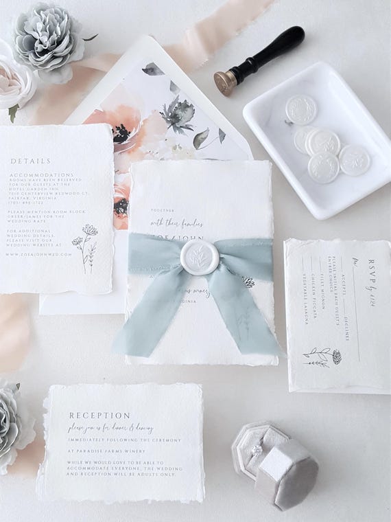 Wildflower Wedding Invitation Suite With Response and Reception - Main Image