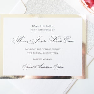 Carte de luxe à paillettes argentées Save the Date, annonces de mariage, cartes d'invitation en couches imprimées modernes - DÉPÔT