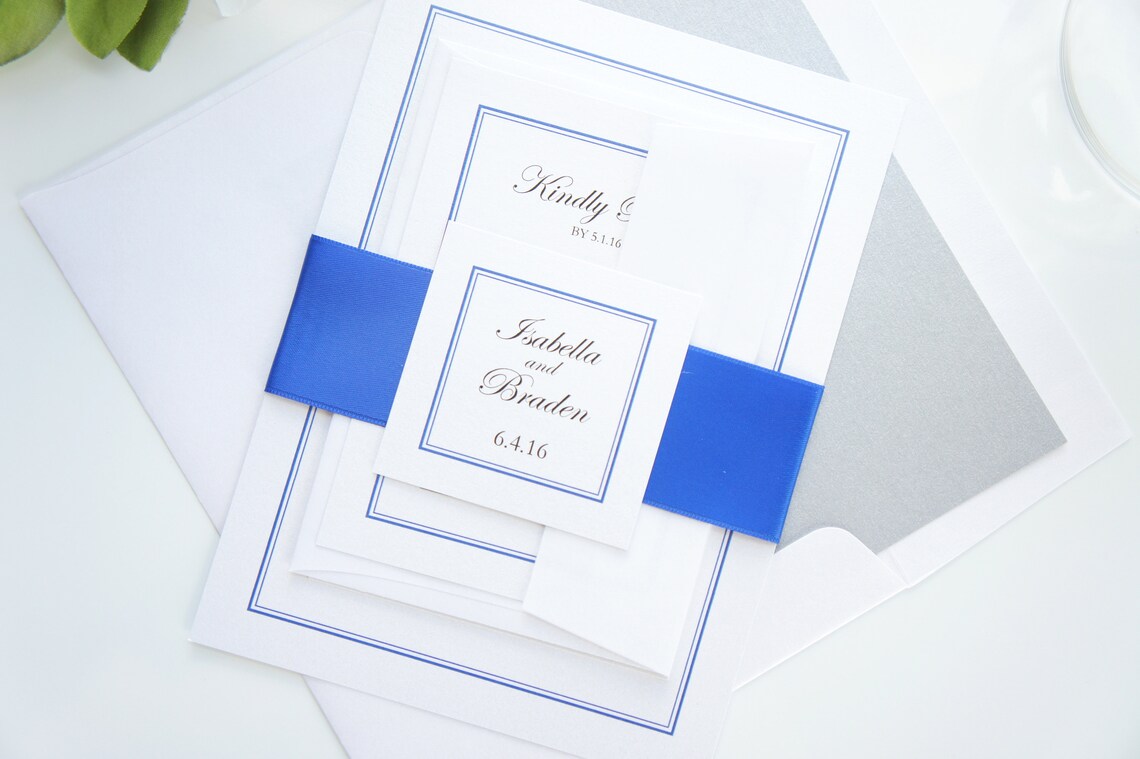 Royal Blue Wedding Invitation Elegant Wedding Invitations | Etsy