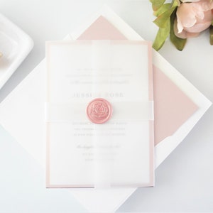 Elegant Blush Pink Wedding Invitation Package, Rose Gold Invitations, Luxury Invite for Weddings - Deposit