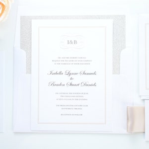 Champagne Wedding Invitation, Elegant Wedding Invitations, Luxury Wedding Invitations, Formal Wedding, Beige Wedding Invites Deposit image 7