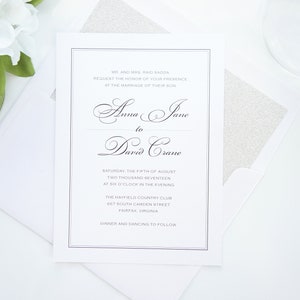 Black and White Wedding Invitation, Traditional Wedding Invitations, Black Tie Wedding Invites, Elegant Invitations - Deposit