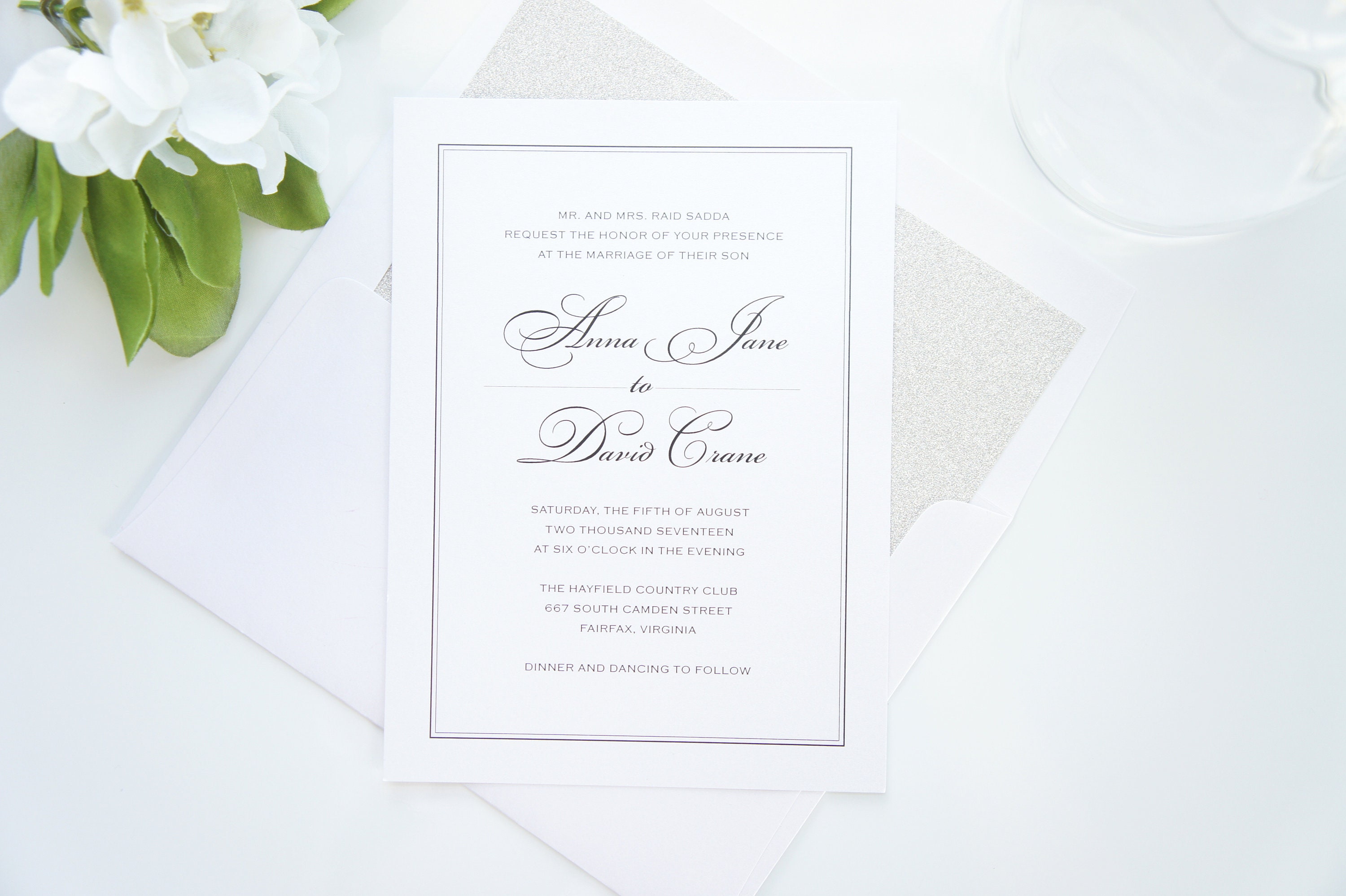 Simple Black Wedding Invitation Traditional Wedding Etsy