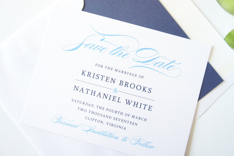 Blue Save the Dates Blue Save the Date Card DEPOSIT Wedding Save the Date Cards