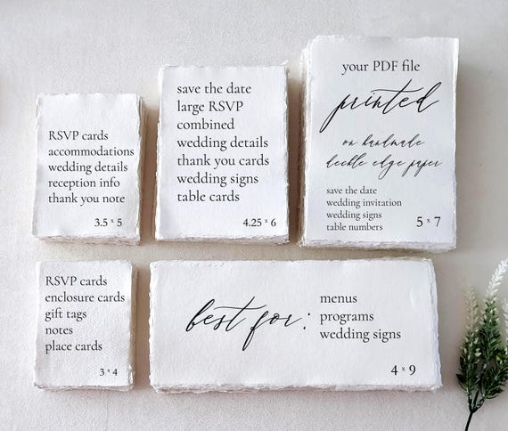 Custom Sample or Retainer for Deckle Edge Paper Printing Service Handmade Wedding Invitation Prints