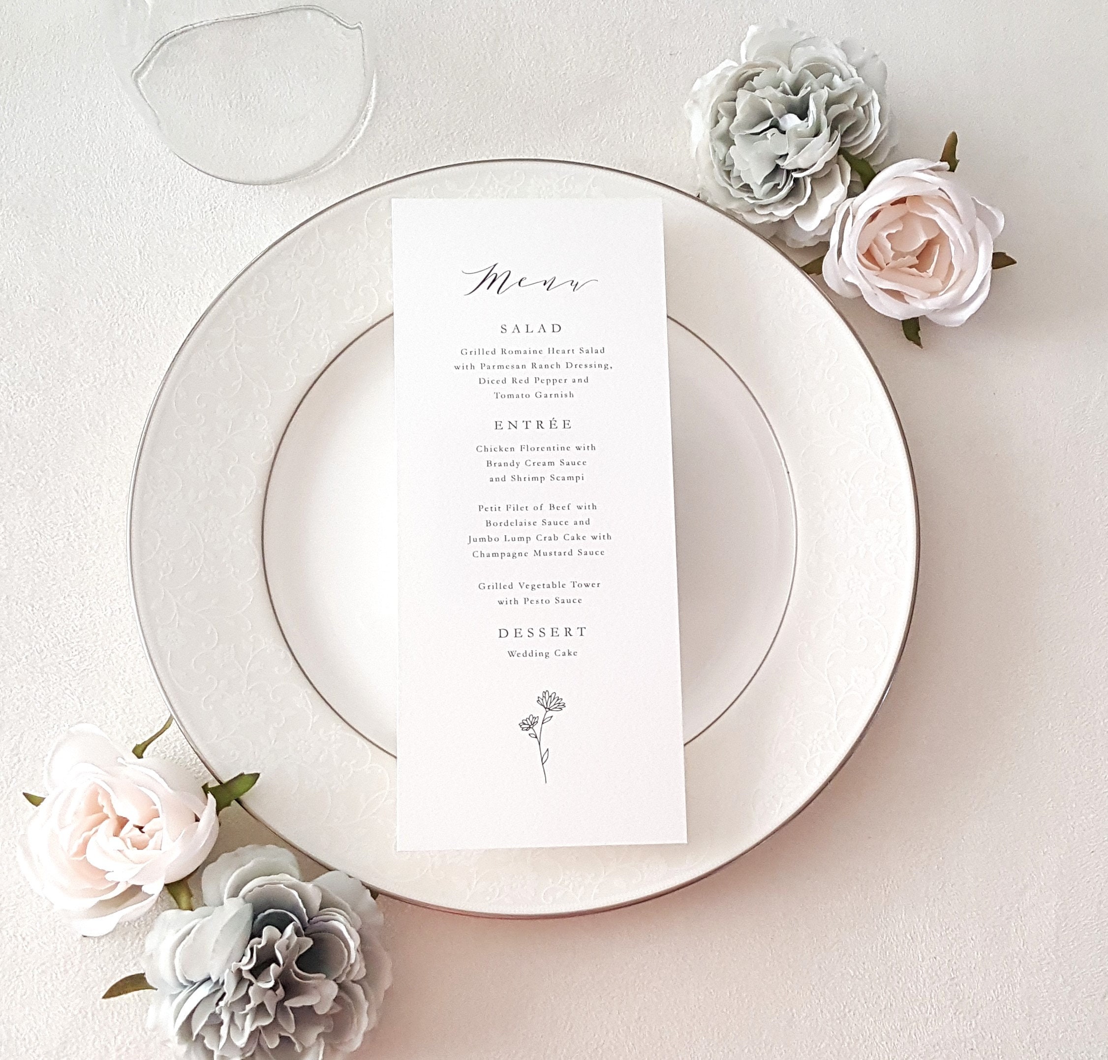 Botanical Wedding Menu Cards, Dinner Menus - DEPOSIT