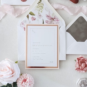 Rose Gold Blush Rosa und Silber, rosa Blumen Hochzeitseinladung - Luxus-Hochzeits-Einladungs-suiten, Blush Papier Elegant einladen - Anzahlung