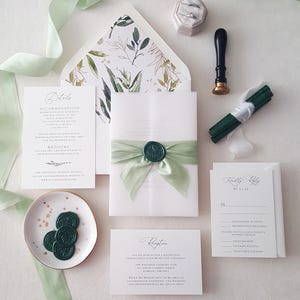 Tropical Wedding Invitation Suite: Greenery Envelope Liner Sample