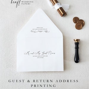 Guest Address Printing, Return Address Printing for Wedding Invitation Envelopes, Digital Calligraphy, 5 x 7  Envelopes, Print Service