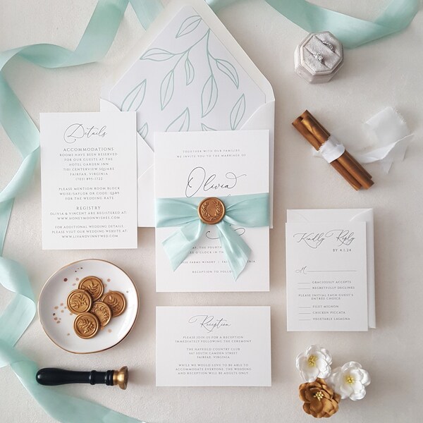 Mint Wedding Invite - Etsy