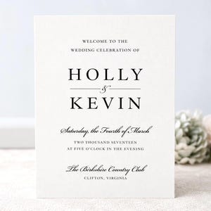 Elegant Wedding Ceremony Programs | Personalized 5x7 Folded Programs with Script Lettering