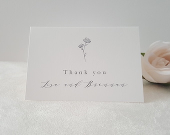 Custom Flower Wedding Thank You Cards: Folded Note with Envelope
