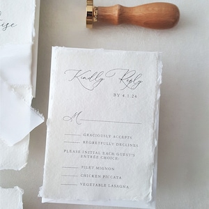 Elegant Gold Wedding Invitation, Silk Ribbon Wax Seal Wedding Invitations, Handmade Paper, Deckled Paper Wedding Invite Deposit image 5