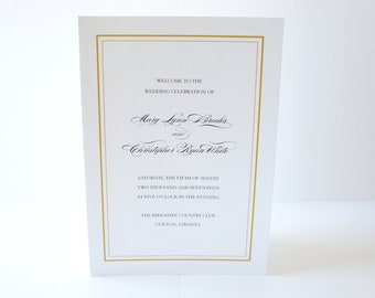 Elegant Gold Wedding Programs, Traditional Day of Service Folded Cards - DEPOSIT