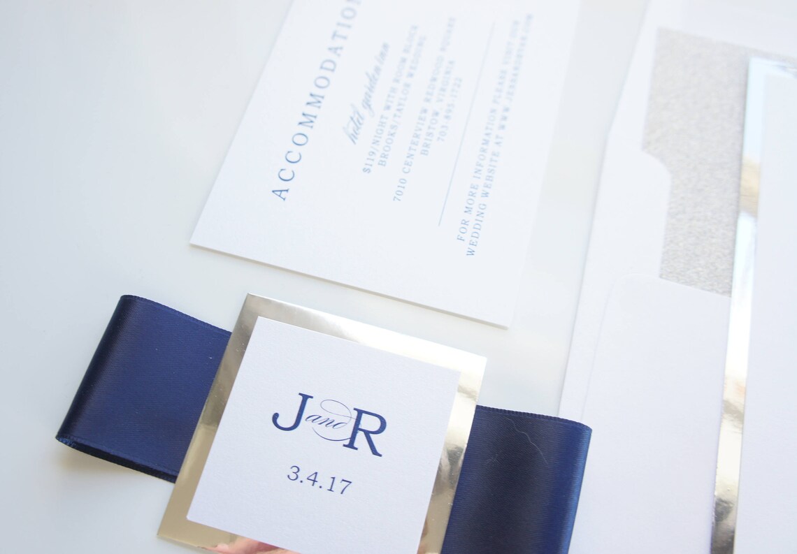 Navy Blue Wedding Invitations Blue Wedding Invitations Navy | Etsy