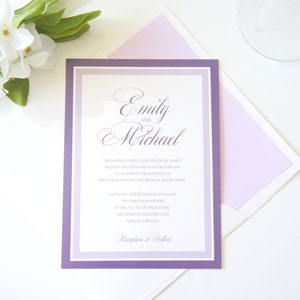 Plum Wedding Invitation, Purple Wedding Invitations, Lilac Wedding Invitation, Elegant Wedding Invitations - Deposit