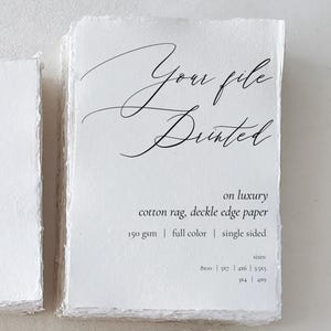 Service d'impression papier Deckled Edge |  Impression de cartes d'invitation faites main, Impression "Remarquez la date", Service d'impression de fichiers, Papier chiffon en coton