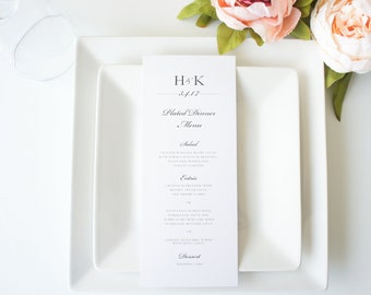 Wedding Menus, Monogram Menu Cards, Elegant - DEPOSIT