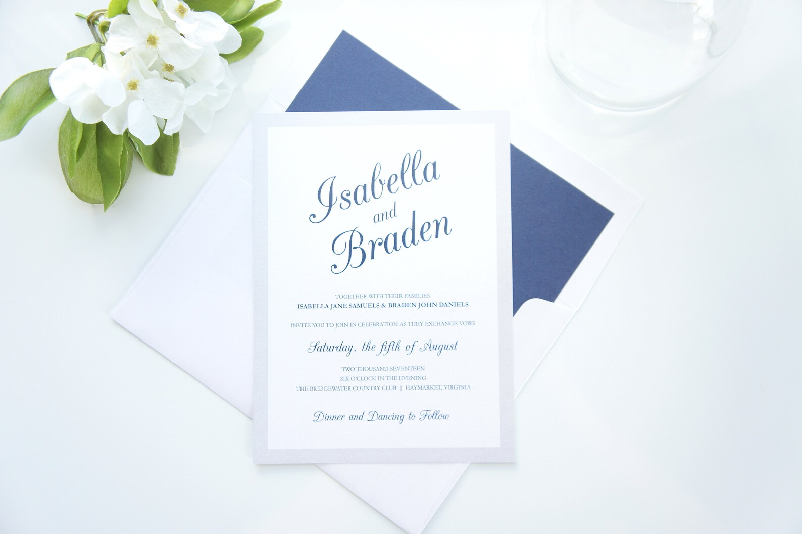 Navy Blue Wedding Cards Navy Wedding Invitations Calligraphy - Etsy